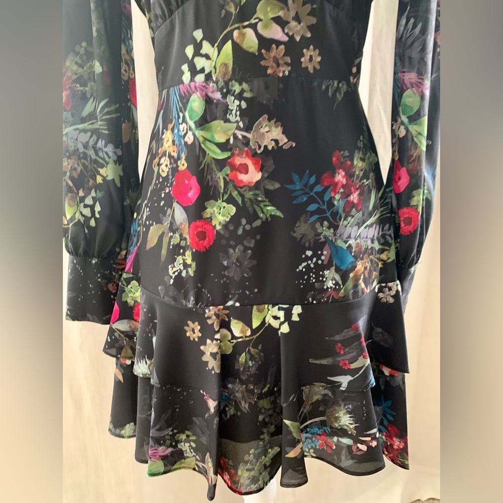 NWOT Parker Mini Long Sleeve Black Floral Dress Size XS - Picture 14 of 16
